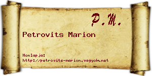 Petrovits Marion névjegykártya